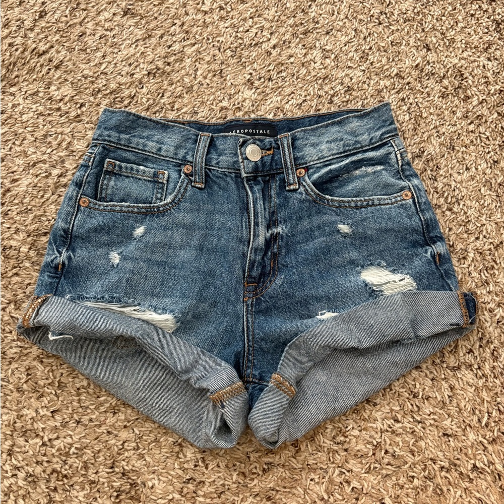 Aeropostale Distressed Blue Jean Shorts